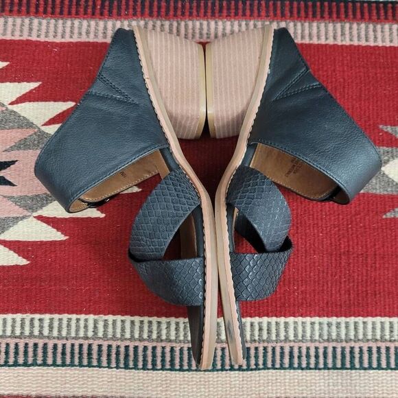 EuroSoft By Sofft Cyleigh Black Faux Leather Heeled‎ Sandals Sz 10 Comfortable - Picture 3 of 7